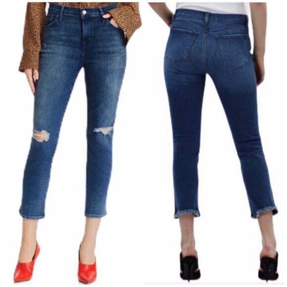 J Brand Denim - J Brand Ruby High Rise Crop Cigarette Indy Destruct Jeans